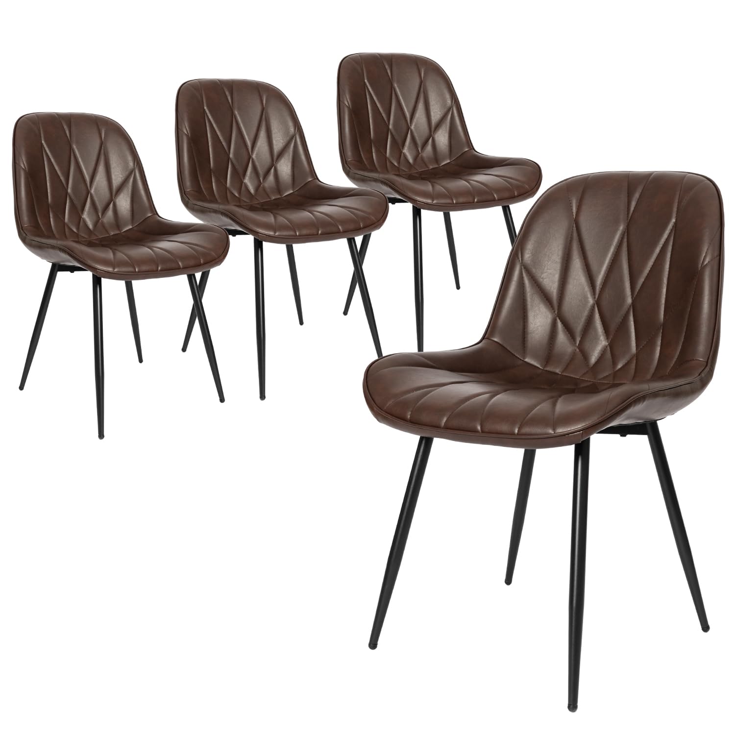 Photo 1 of **MISSING HARDWARE** Dining Chairs Set of 4, Modern Kitchen Chairs with Thick Upholstered & Comfy High Backrest, Faux Leather Wide Seat Armless Side Chairs with Sturdy Metal Legs for Living Room, Cafe, Dark Brown