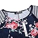 Liebeye Women Floral Print Stripe Long Sleeve Casual T-shirt Dress Blue-Rose XL