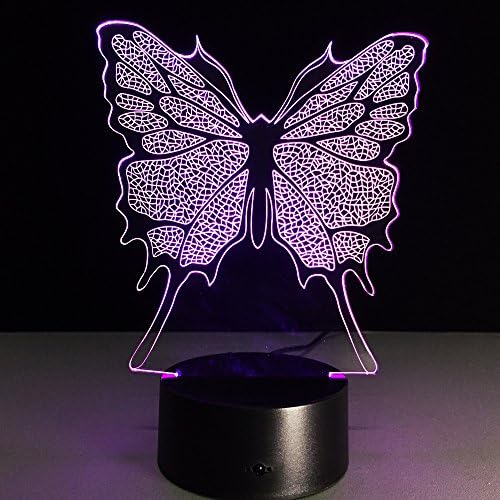 Voorpret Butterfly 3D Illusion Light Optical Bedroom Night Color Change LED Desk Table Lamp