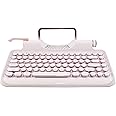 ZYQM Retro Typewriter Mechanical Wireless Keyboard with Tablet Stand, Bluetooth Connection, Artistic dot Keys (White)