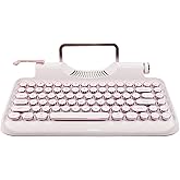 ZYQM Retro Typewriter Mechanical Wireless Keyboard with Tablet Stand, Bluetooth Connection, Artistic dot Keys (White)