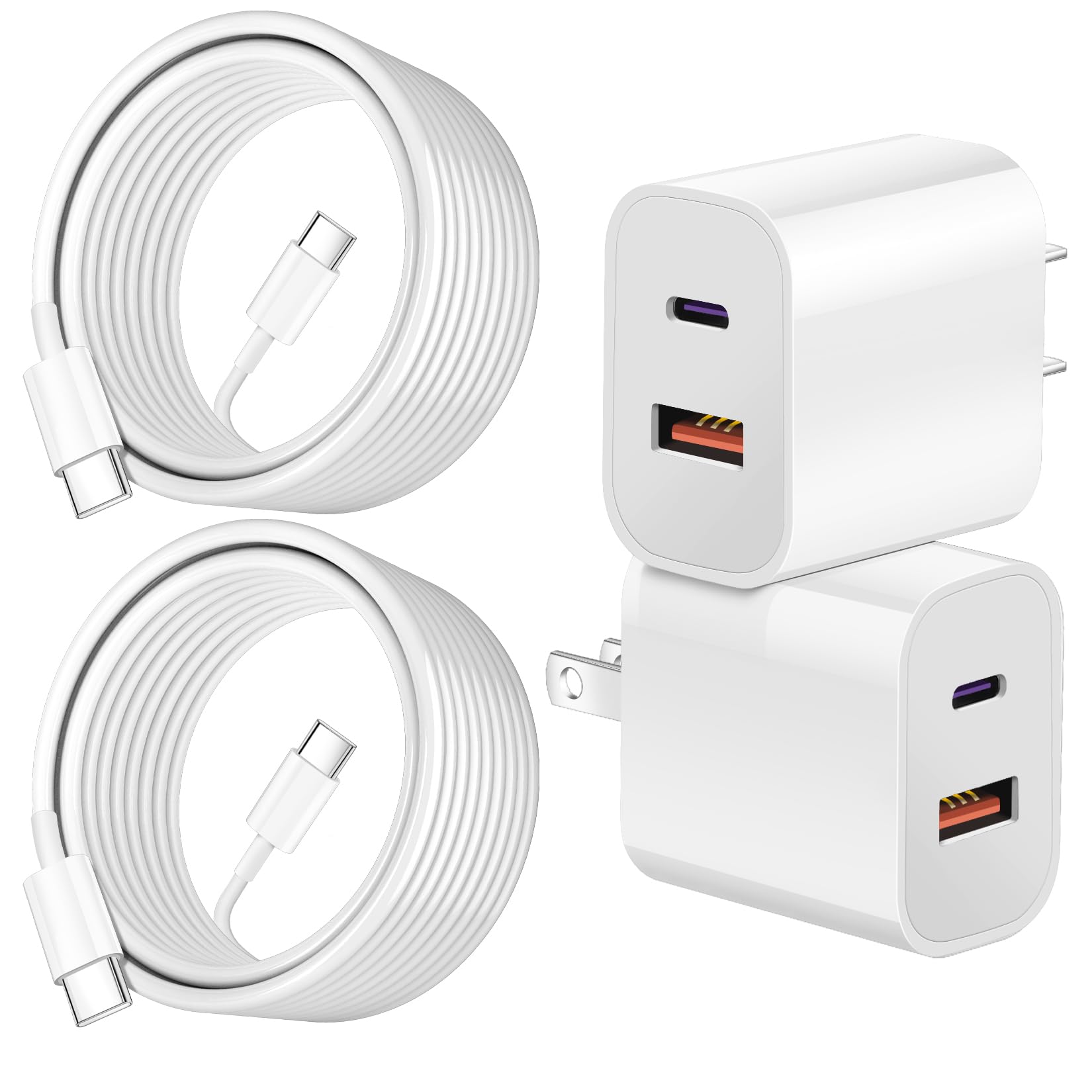 iPhone 16 15 Charger Fast Charging Block,Dual Port USB A/C Charger Adapter Plug,2Pack Quick Double USB A/C Wall Power Plug,6FT USBC to C Cable for iPhone 16 ProMax/16 Pro/16 Plus/15 ProMax/15/iPad Pro