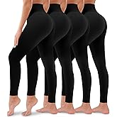 4 Pack Leggings for Women Butt Lift High Waisted Tummy Control No See-Through Yoga Pants Workout Running Leggings