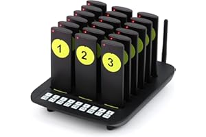 WNKRUN Restaurant Pager System 18 Pagers 2000Ft Long Range Social Distancing Keeping Pagers Wireless Calling System with Vibration, Flashing and Buzzer Food Truck Cafe Hotel