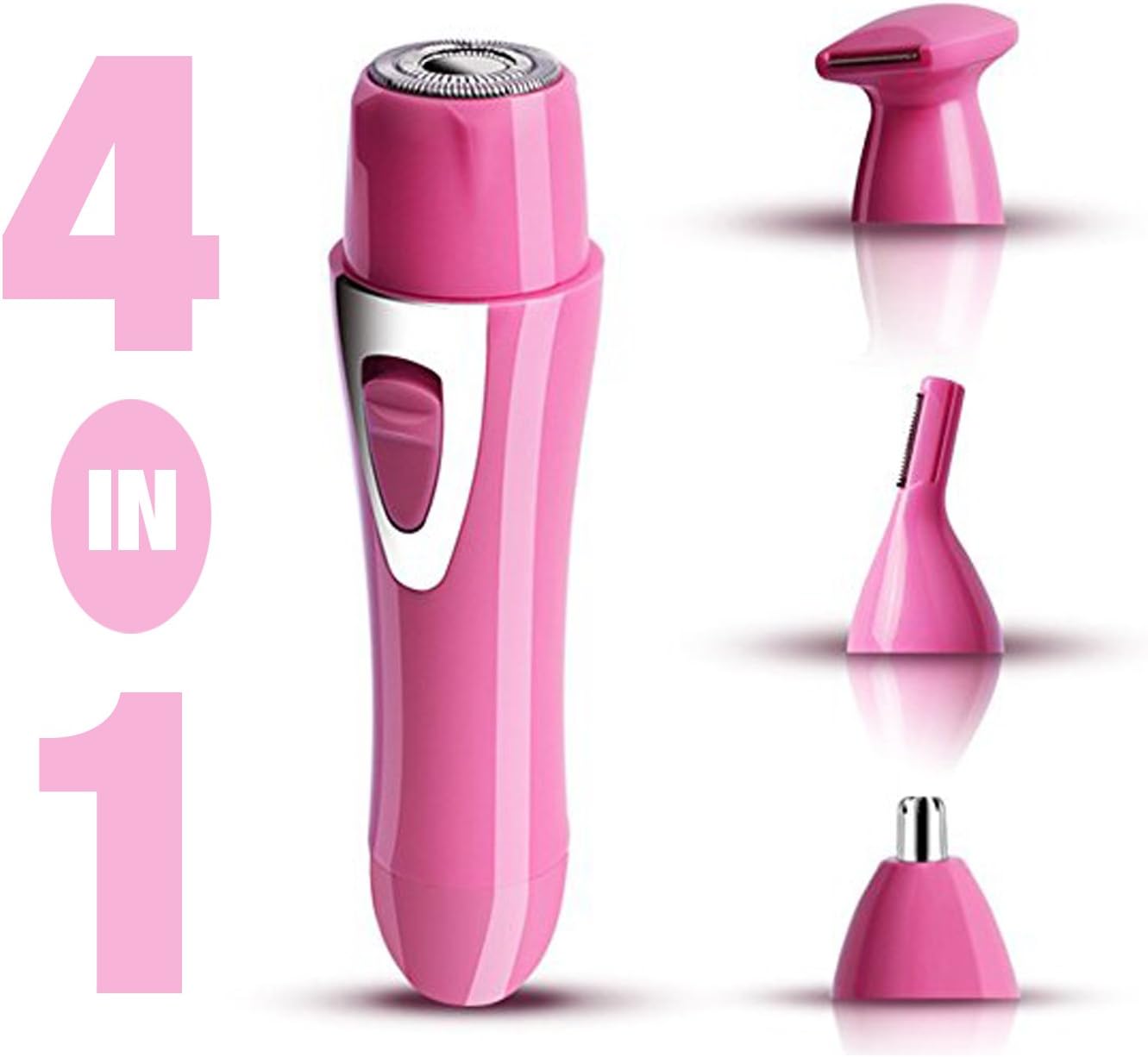 4 IN 1 Electric mini facial hair remover for women by Noajon | Portable Female / Ladies hair removal and shaver for the face and body | painless bikini eyebrow trimmer epilator pen | rechargeable cutter
