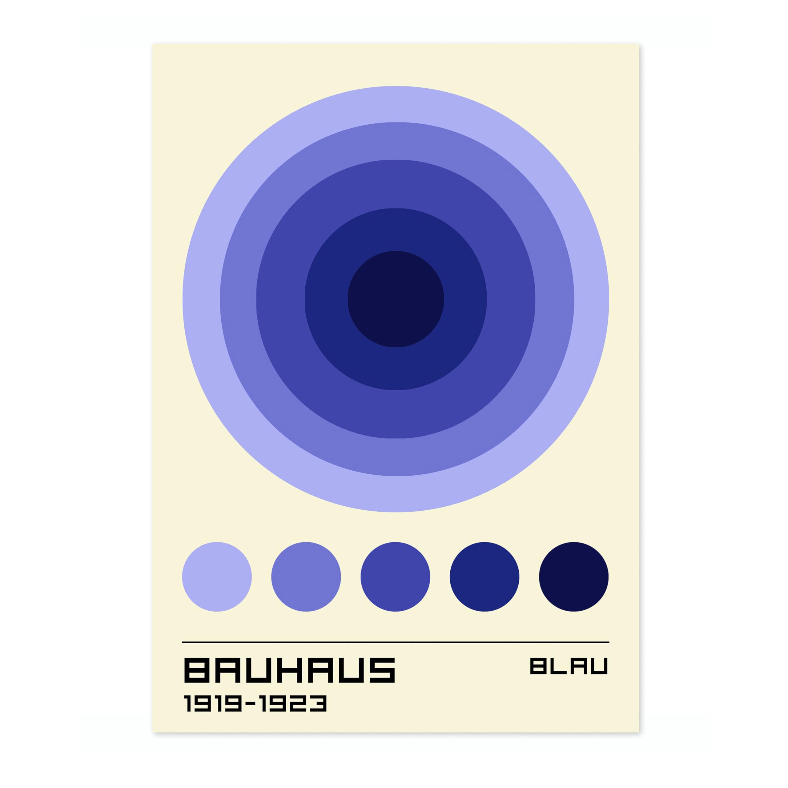 Blue Circles Poster, Bauhaus Print, Framed Abstract Art, Mid-Century Wall Art, Modern Home Decor, Gift Idea, Archival Matte, A1 (Print Only) - 84.1x59.4cm