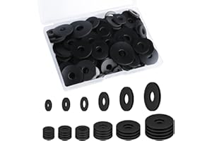 120pcs Flat Rubber Washers, 30/25/20/16/12/10mm Rubber Washers Heavy Duty Black Rubber Grommet Vibration Damping Pads for Hou