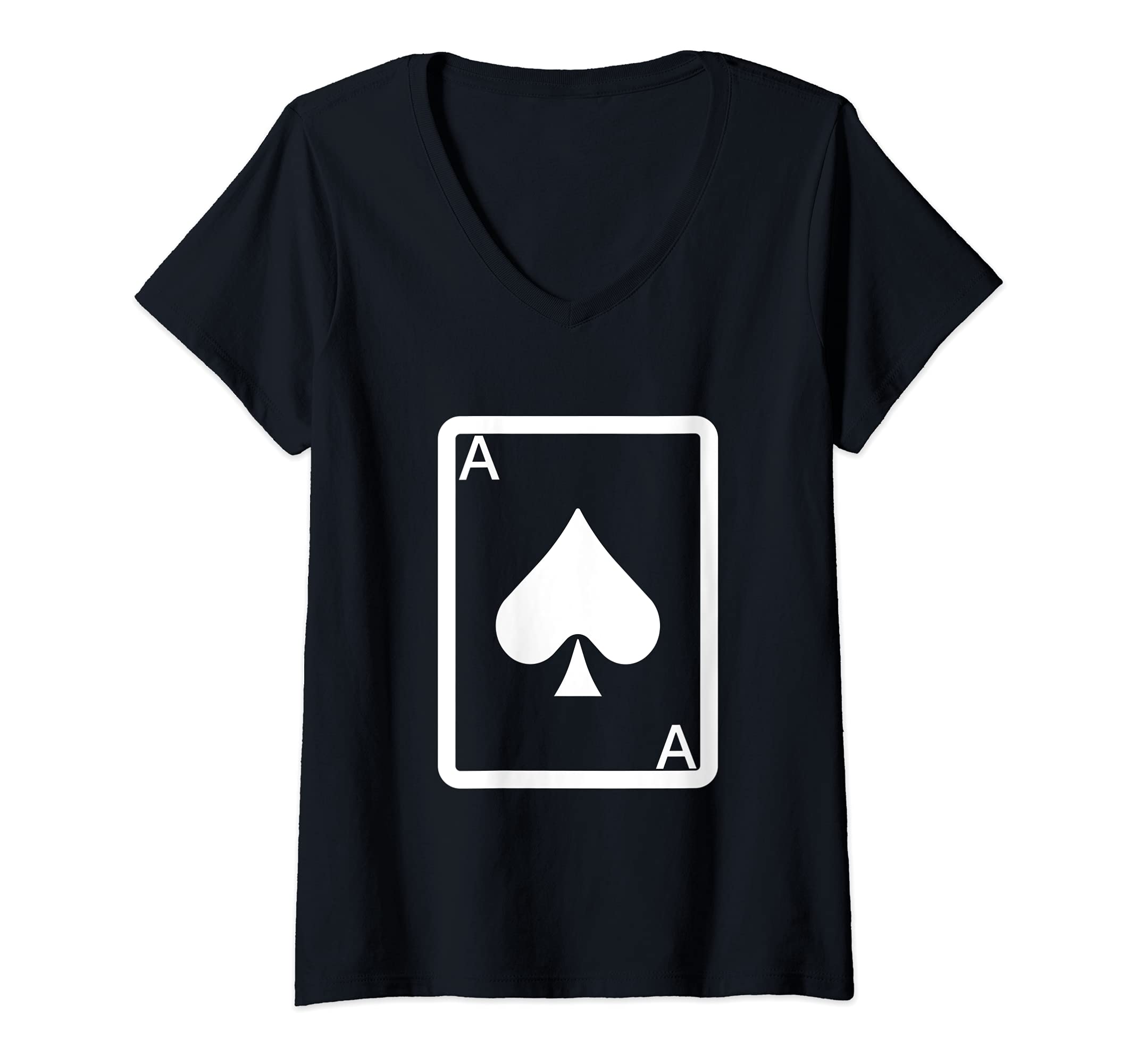 Womens Funny Ace Spade Card Design Card Gambling Poker Player V-Neck T-Shirt