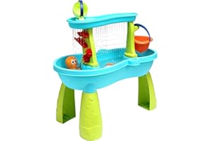 Trimate Toddler Sensory Sand and Water 2 Tier Table | Indoor & Outdoor Summer Beach Toys and Play Table for Kids | Backyard Table for 3-5 Year Old Boys and Girls