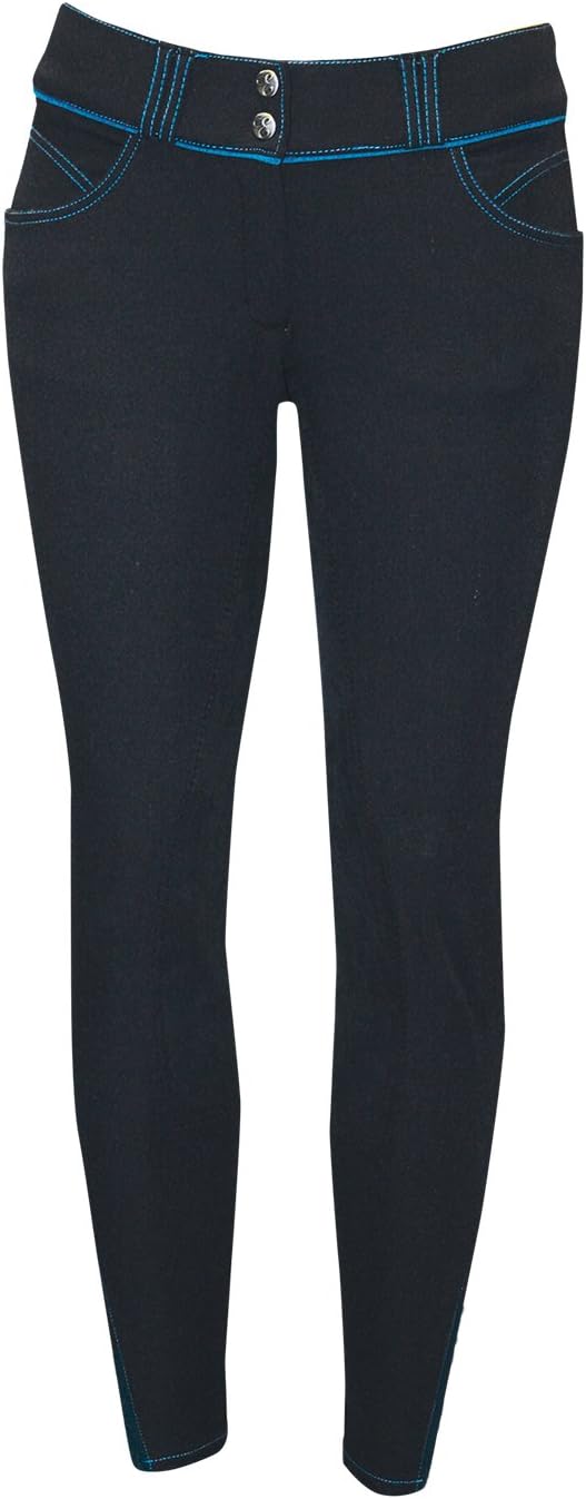 ELATION Leather Full Seat Breeches for Women-Platinum Hudson Black Riding Pants
