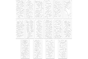 Nivofu 16pcs Flower Stencils for Painting, 8.66x4.13 Inch Reusable Wildflower Stencils, Floral Drawing Templates for Wood Fur