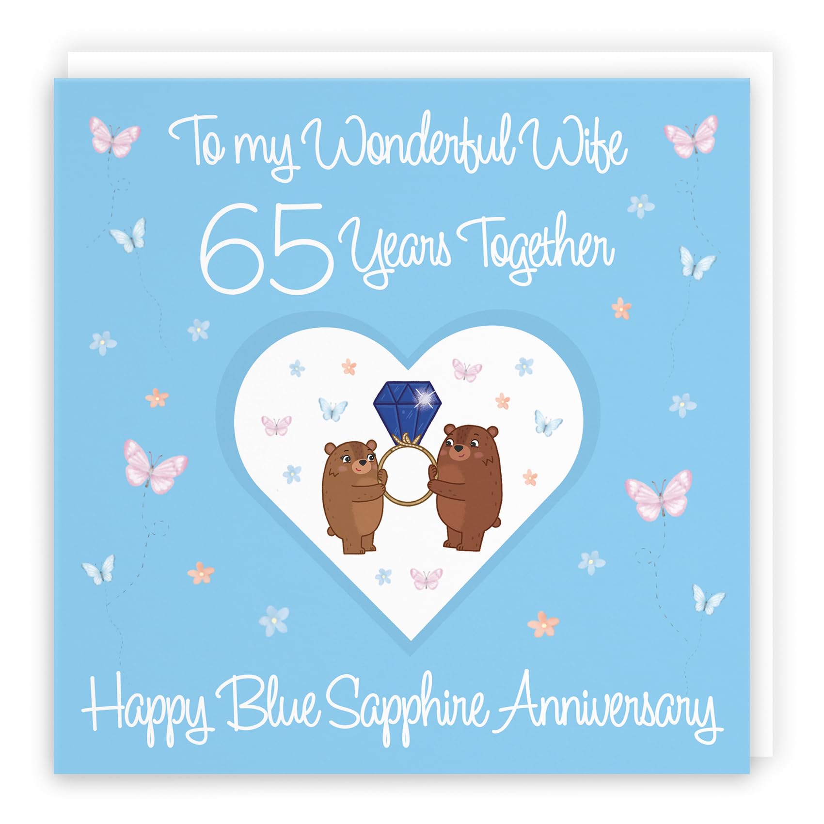 Hunts England - Wife 65th Anniversary Card - 65 Years - Blue Sapphire Anniversary - Romantic Meadows - Fun Card - 65th Anniversary Card For Wife — image 1