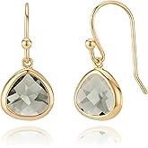 Dainty Simulated smoky quartz Dangle Earrings - 14k Gold-Plated, Hypoallergenic, Lightweight, Simple Black Grey Drops, Minimalist Birthstone Jewelry by MJLULU