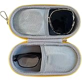 NaYiissi Double Eyeglasses Case, Hard Shell Travel Sunglasses Organizer with Zipper, Compact Eyewear Storage Box for Men & Women