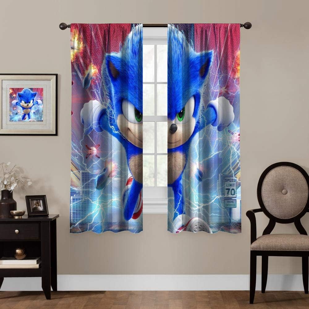 Allbrit Blackout Draperies for Bedroom, Sonic The Hedgehog 2020 Movie, Thermal Insulating Blackout Curtain 72x63 Inch