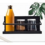 Roysili Magnetic Spice Rack Refrigerator Spice Organizer Single Tier Spice Storage Shelf Space Saving Black (Black)