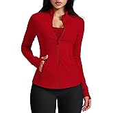 AVGO Womens Running Jackets Lightweight Slim Fit Workout Jacket Zip Up Athletic Track Gym Tops with Pockets & Thumb holes