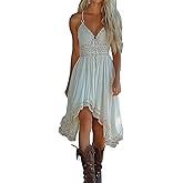 Women's Sexy Sleeveless Spaghetti Strap Western Cowgirl Dress Trendy Casual Midi Sundresses Summer Dress