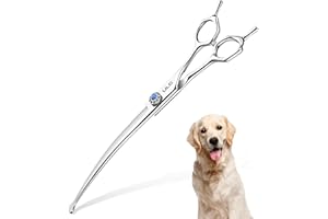 ULG Curved Dog Shears for Grooming, 7.0" Professional Curved Dog Grooming Scissors for Trimming and Cutting, 440C Stainless Steel Pet Hair Scissors