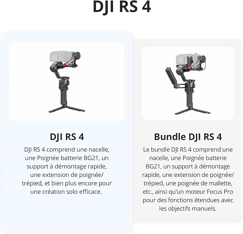 RS 4, stabilisateur Appareil Photo, Canon/Sony/Nikon/Fujifilm
