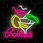 Cocktails Neon Sign, Bar LED Neon Light for Wall Decor Dimmable Cocktail Led Light Up Sign for Home Beer Bar Pub Night Club Party Man Cave Decoration Gift USB Powered(14.2"*7.5")