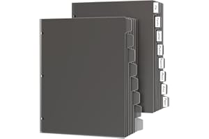 HABGP 16Pcs/2 Set 3 Ring Binder Dividers with Tabs, 16 Pcs Dividers for 3 Ring Binder, Black Plastic Paper Protectors, Sturdy Letter Size Page Dividers 3 Hole Punch Index Divider for School Office