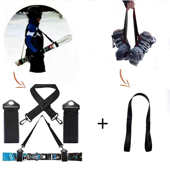Sangle De Transport Pour Skis Et Bâtons – Réglable épaule/main – Nylon Résistant – Intérieur EVA Antidérapant – Poids 135 G