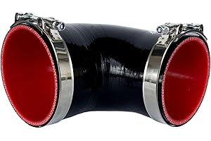 BEKELAN 4" to 4.5"(102-114mm) 90° Elbow Coupler Silicone Reducer Hose With Stainless Steel T-Bolt Clamp - High-Temp 4-Ply Reinforced Design for Automotive Turbo/Intercooler/Intake Piping/Industrial Hydraulic