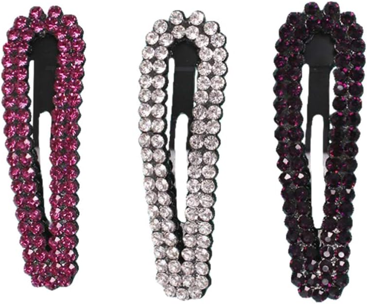 Minkissy 3pcs Rhinestone Bobby Clip Hair Pins Snap Hair Clips Hair Barrettes for Woman Girl (Random Color) - Image 4