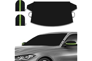 OMIGAO Car Windshield Snow Cover with Side Mirror Covers, Windshield Frost Cover Ice Removal Wiper Protector,Windshield Snow Ice Cover with Magnetic Edges for Most Cars Vans and SUV