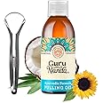 GuruNanda Oil Pulling Oil, Natural Mouthwash, Ayurvedic Blend of Coconut, Sesame, Sunflower, & Peppermint Oils. A Refreshing 