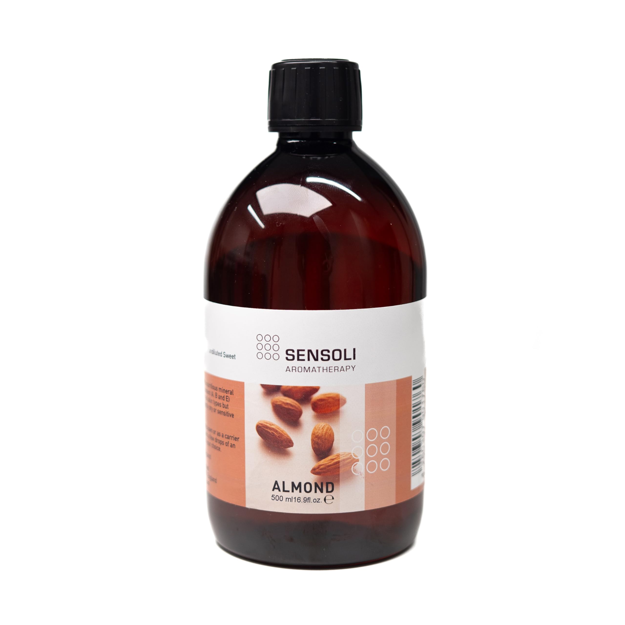 SENSOLI Sweet Almond Oil 500ml - 100% Pure Carrier Oil - Natural Oil for Skin, Hair, Massage & DIY Cosmetics