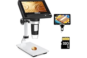 XClifes 4.3 inch LCD Digital Microscope, Coin Microscope Handheld USB Microscope 50X-1000X Magnification Video Camera with 8 Adjustable LED Lights for Adults PCB Soldering