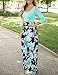 DUNEA Women's Maxi Dress Floral Printed Autumn 3/4 Sleeve, Green, Size Large