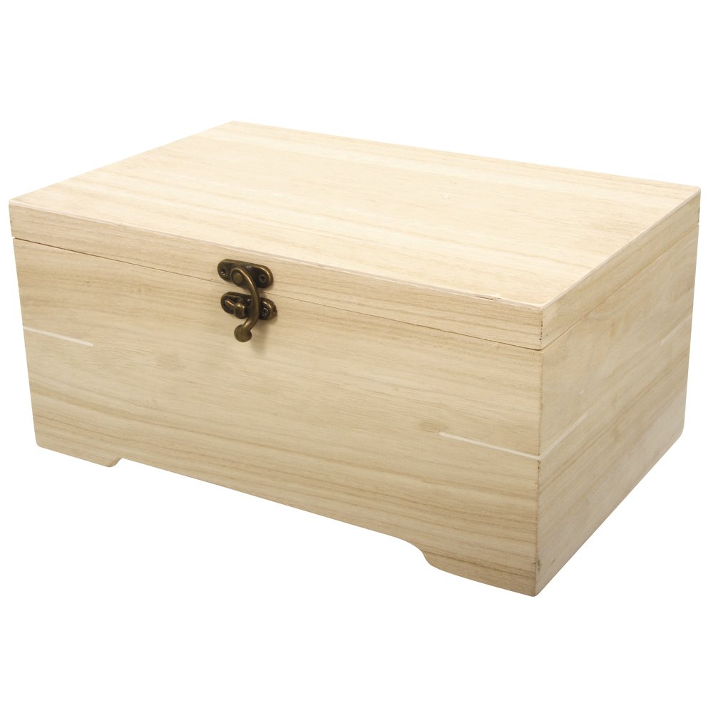 Rayher 62196000 Wooden Chest with Organiser Tray, DIY Keepsake Box with Lid, Plain Wood 28 x 18 x 13.5 cm — image 1