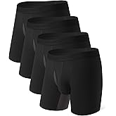 DAVID ARCHY Men’s Boxer Briefs with Breathable Mesh Crotch, Modal Underwear, Moisture-Wicking, Soft Waistband, 4 Pack