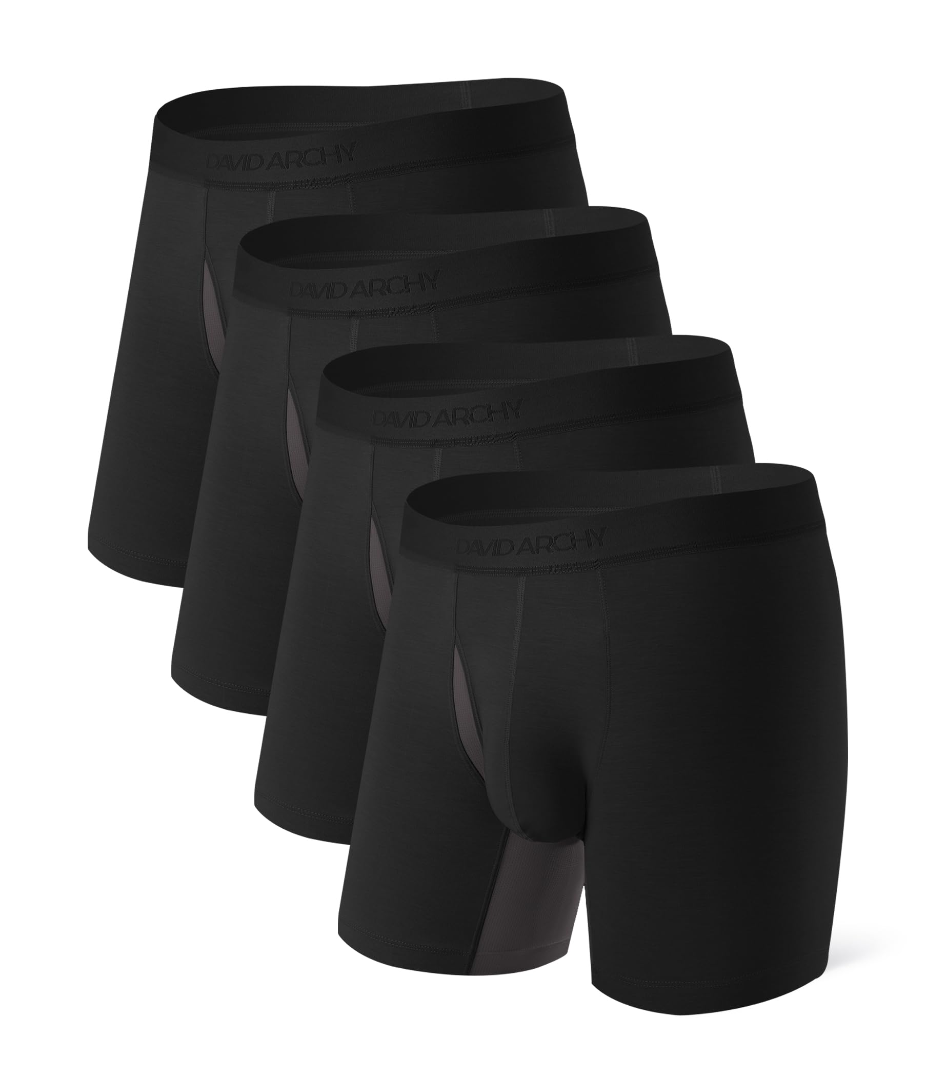Photo 1 of DAVID ARCHY Men's Underwear Boxer Briefs, Ultra Soft Modal Breathable Mesh Pouch Moisture-Wicking Underwear for Men 4 Pack(L, Black*4)