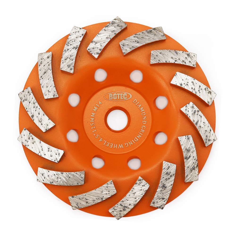 Grinding Wheels for Concrete and Masonry,BGTEC 1pc 115mm 14 Turbo Diamond Segments Diamond Grinder Disc with M14 Thread