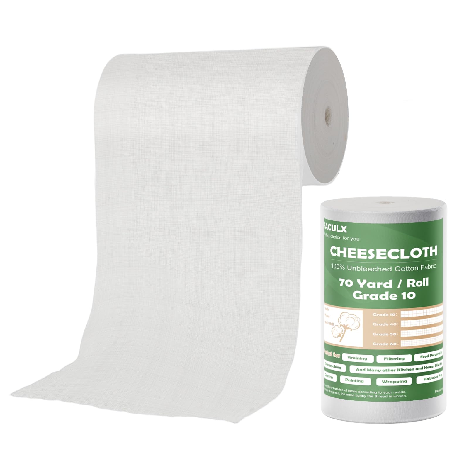 Photo 1 of 1 Roll Cheese Cloths for Straining, 70 Yard Reusable Cheese Cloths for Cooking, 100% Cotton Fabric Table Runner for for Cooking, Wedding Decor, Straining (Grade 10)