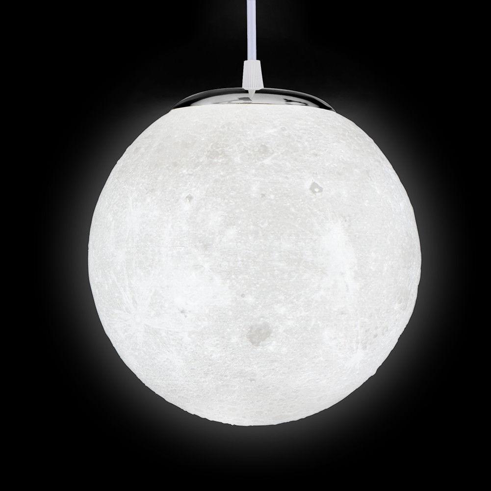 HAIXIANG 7.8 inch 3D Printing Moon Pendant Lamp Acrylic Moon Chandelier