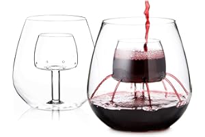 CHEVALIER COLLECTION, LTD Stemless Aerating Wine Glasses (Set of 2) by Chevalier Collection – Patented Wine Glasses with Built In Aerator