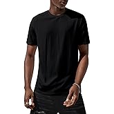 Verdusa Men's Short Sleeve Basic T Shirt Casual Round Neck Ribbed Tee Top