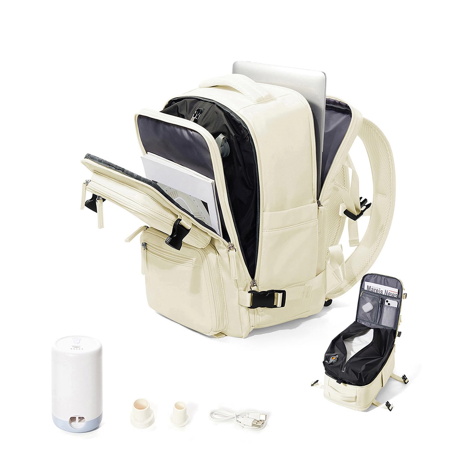 Vacuum Backpack With Pump - Lightweight Travel Backpack, Personal Item Carry-On Bag In Mint Green