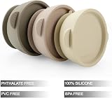 PandaEar 3 Pack Silicone Baby Bowls with Suction Lids Linen Brown Tan view 2