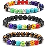 3 x Semi-Precious Stones Bracelet 7 Chakra Reiki Energy Meditation Healing Therapy Yoga Bracelets Balance Bracelets