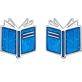 Alphm 925 Sterling Silver Book Stud Earrings for Women Cute Librarian Book Jewelry Present for Librarians Reading Lovers
