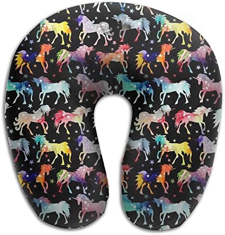 New Rainbow Galaxy Unicorns U Neck Pillow Compact Memory Foam Travel Pillow-Comfortable For Sleeping On Airplane
