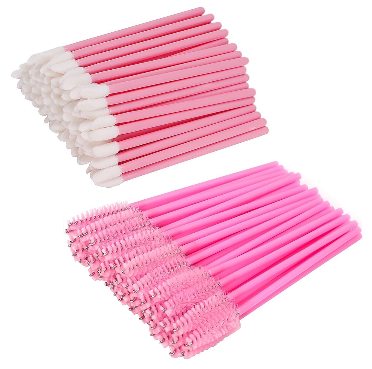 200 PCS Disposable Mascara Wands Lip Wands Set, 100 Pcs Disposable Eyelash Mascara Wands Brushes and 100 Pcs Disposable Lip Gloss Wands Lipstick Applicators