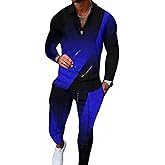 Men's Polo Sweatsuit Sets Long Sleeve 2 Piece Outfit Fashion Jogging TrackSuit Comfy Casual Set for Men