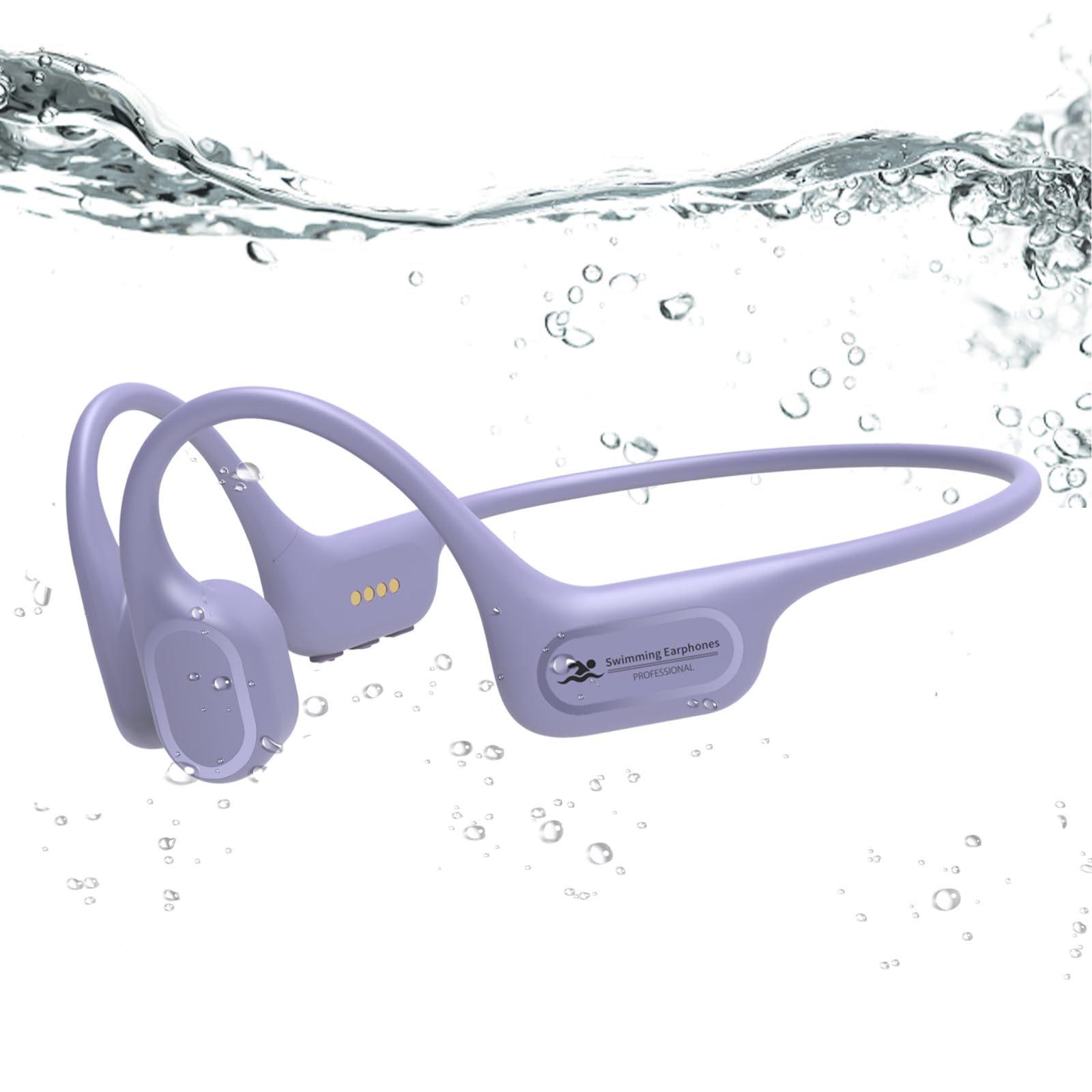 Photo 1 of Swimming Headphones IP68 Waterproof, Open Ear Bone Conduction Headphones Bluetooth 5.4 with 32GB MP3 Player, Secure Comfort Underwater Swim Earbuds for Jogging Cycling Fitness-SurfAudio(Purple)